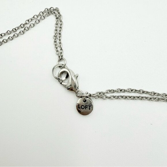 Loft Ann Taylor Silver Tone and Cream Acrylic Beaded Long Necklace - Picture 6 of 8